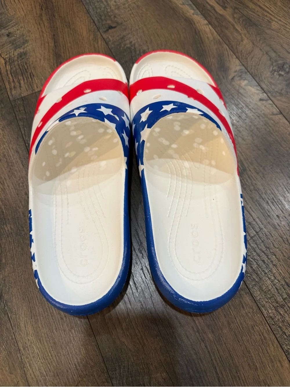 CROCS Kids' Red White & Blue Star Slide Sandals